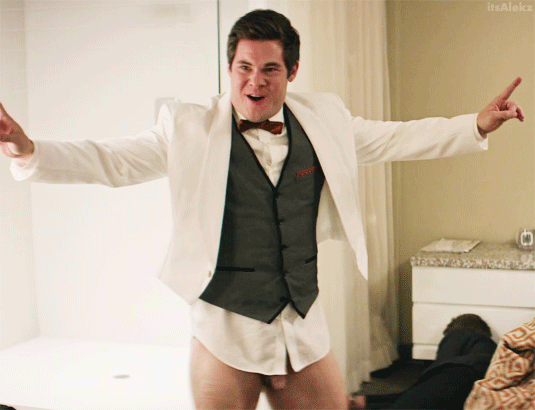 Actor Adam DeVine swinging his cock naked in Game Over, Man