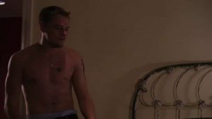 Fit American actor Leonardo Di Caprio shirtless in the Departed