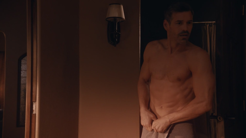 handsome actor Eddie Cibrian in a towel