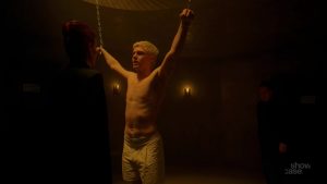 Shirtless Evan Peters in American Horror Story